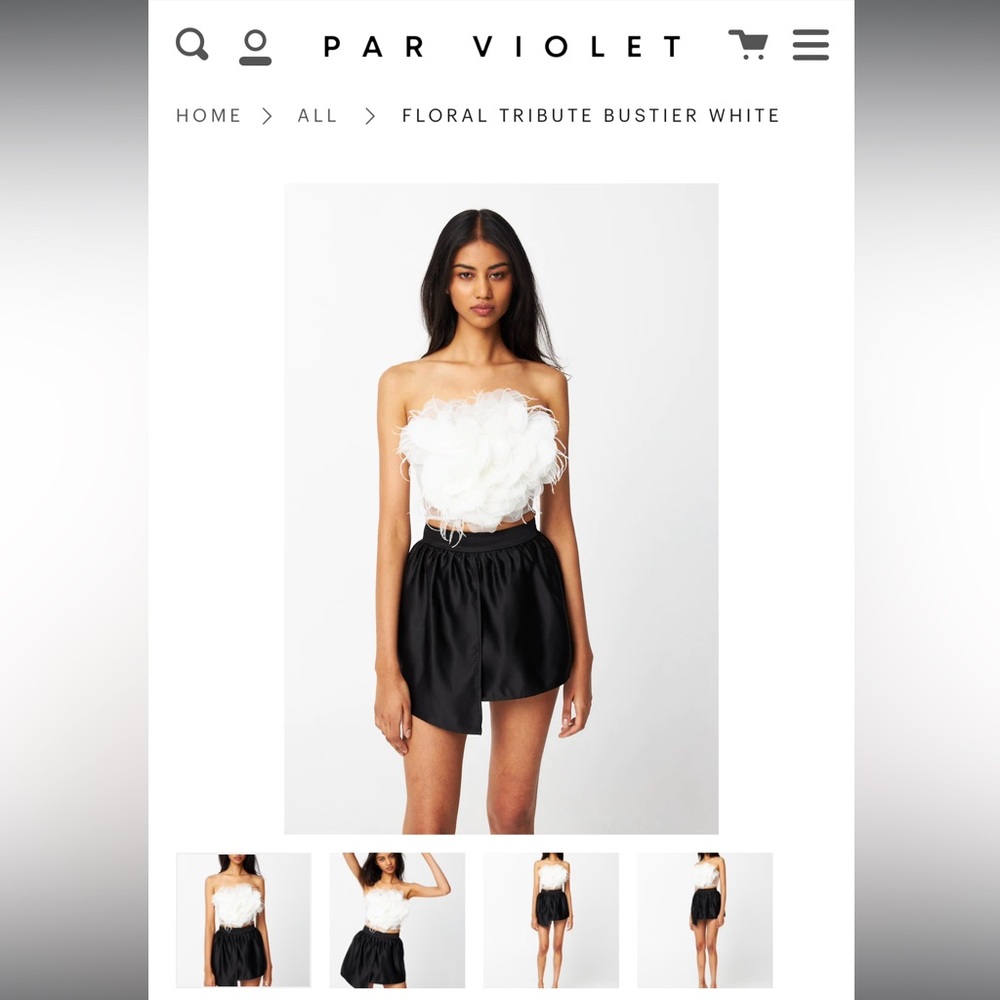 NWT Par Violet XS Floral Tribute Bustier White - Picture 3 of 4